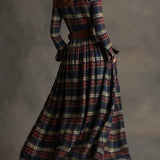 Giovanna | Retro Plaid Belted Maxi Dress