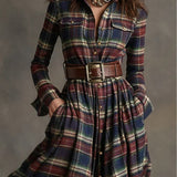 Giovanna | Retro Plaid Belted Maxi Dress