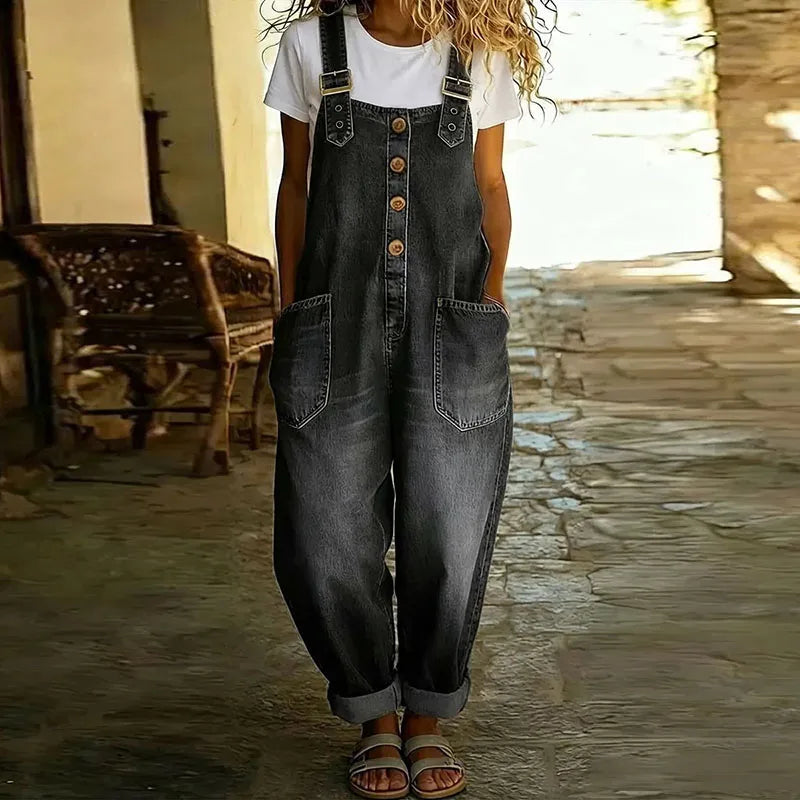 MAE | SALOPETTE IN DENIM CON SPALLINE REGOLABILI