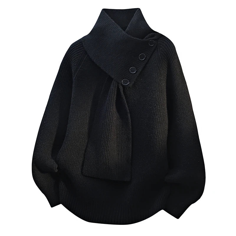 ELZA™|PULLOVER CON COLLO A SCIARPA
