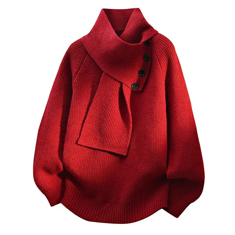 ELZA™|PULLOVER CON COLLO A SCIARPA