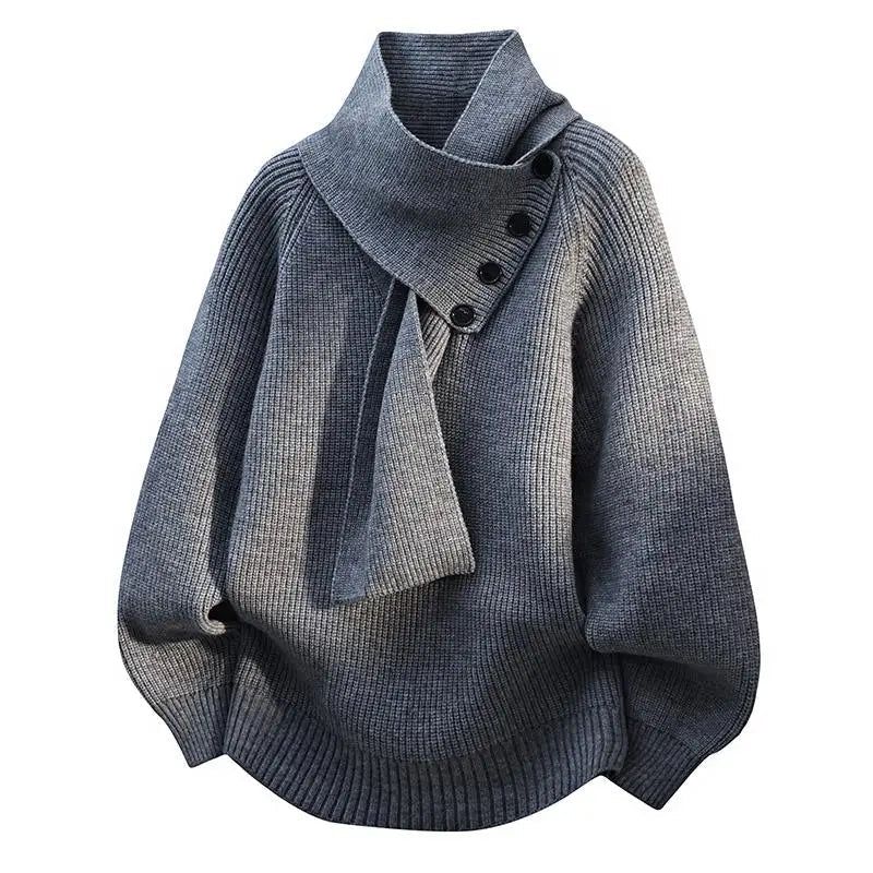 ELZA™|PULLOVER CON COLLO A SCIARPA