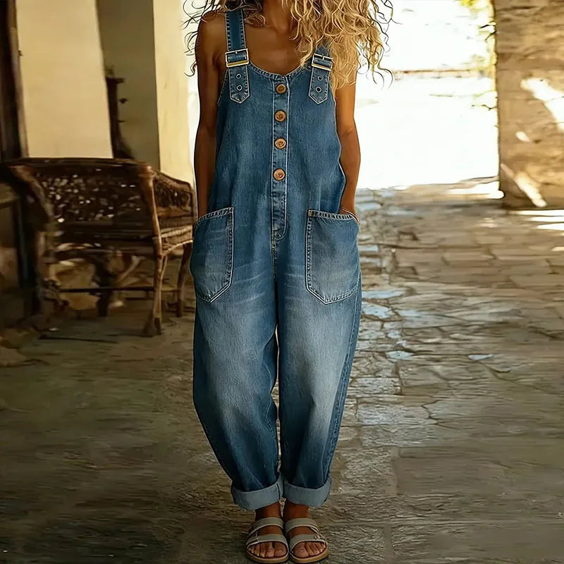 MAE | SALOPETTE IN DENIM CON SPALLINE REGOLABILI
