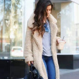 Cappotto teddy lungo da donna