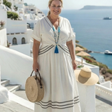 Romane | Vestido Midi de Manga Corta y Escote en V