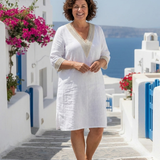 Delphine | Vestido Midi con Manga Tres Cuartos y Escote en V