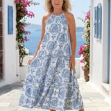 Émilie | Vestido Midi sin Mangas con Cuello Alto y Volantes