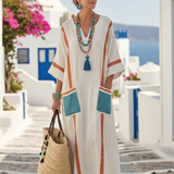 Madeleine | Vestido Maxi con Manga de Largo Medio y Escote en V