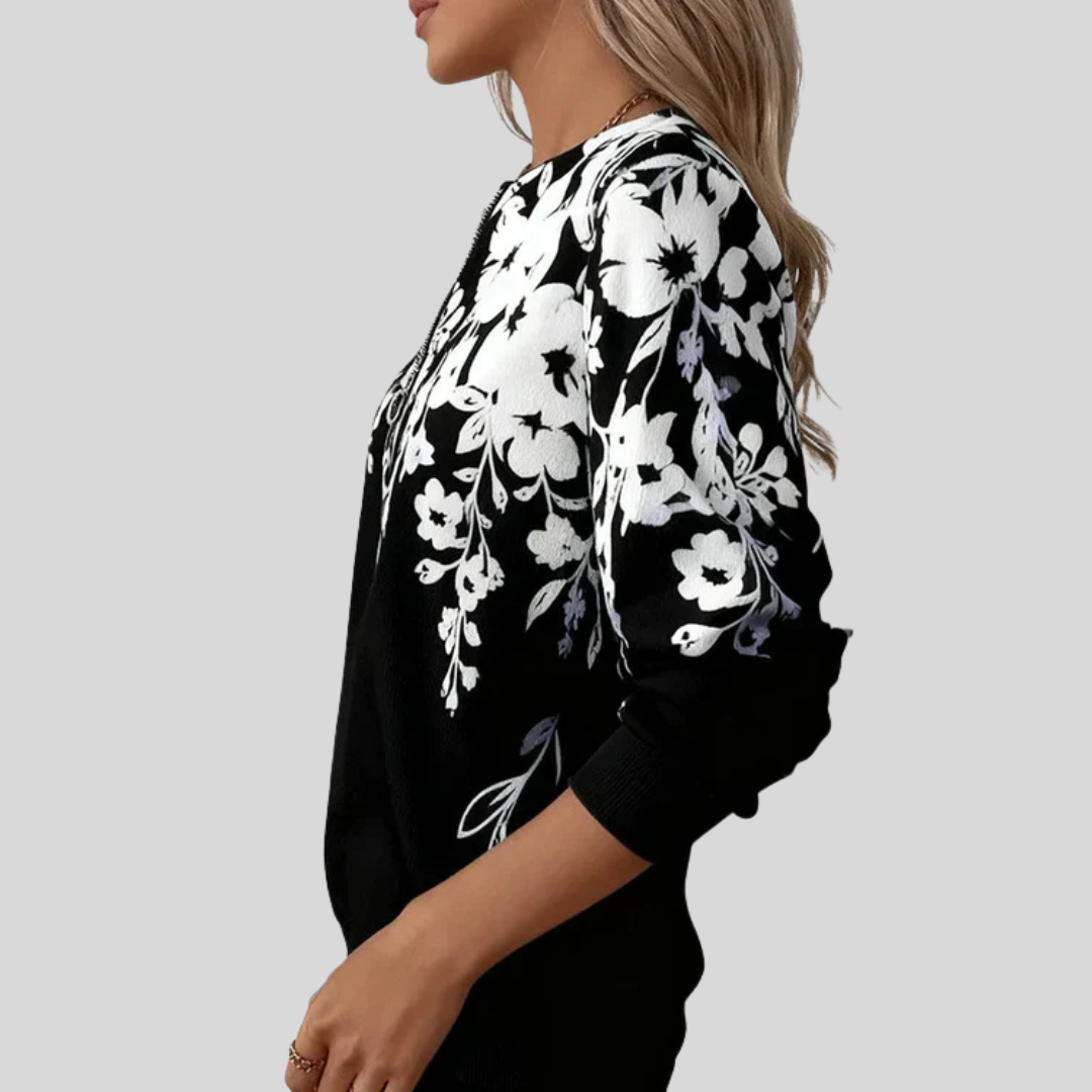 Federica | Felpa Floreale con Zip