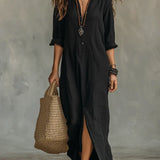 Sofia | Abito Camicia Lungo con Spacco