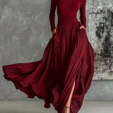 Soraya - Black Pleated Skirt and Fitted Long-Sleeve T-shirt Set
