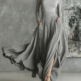 Soraya - Black Pleated Skirt and Fitted Long-Sleeve T-shirt Set