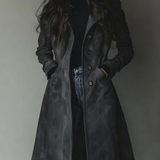 Cappotto lungo da donna stile trench con bottoni
