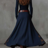 Martina · Vestito lungo vintage in camoscio a quadri blu navy
