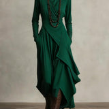 Aurelia · Vestito maxi plissettato asimmetrico con colletto alto