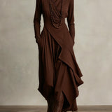 Aurelia · Vestito maxi plissettato asimmetrico con colletto alto