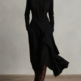 Aurelia · Vestito maxi plissettato asimmetrico con colletto alto