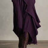 Aurelia · Vestito maxi plissettato asimmetrico con colletto alto