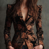 Bertille | Blazer sartoriale con stampa floreale nera e bronzo