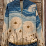 Yolanda - Cardigan trapuntato con zip e motivo tarassaco