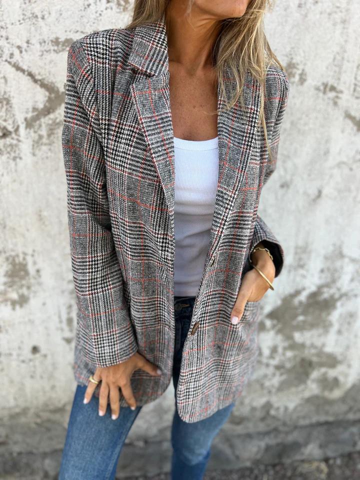 Vittoria — Blazer casual a quadri con revers