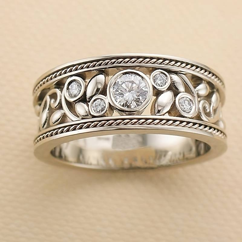 Anello in argento senza tempo con zirconi scintillanti – Immagine 1