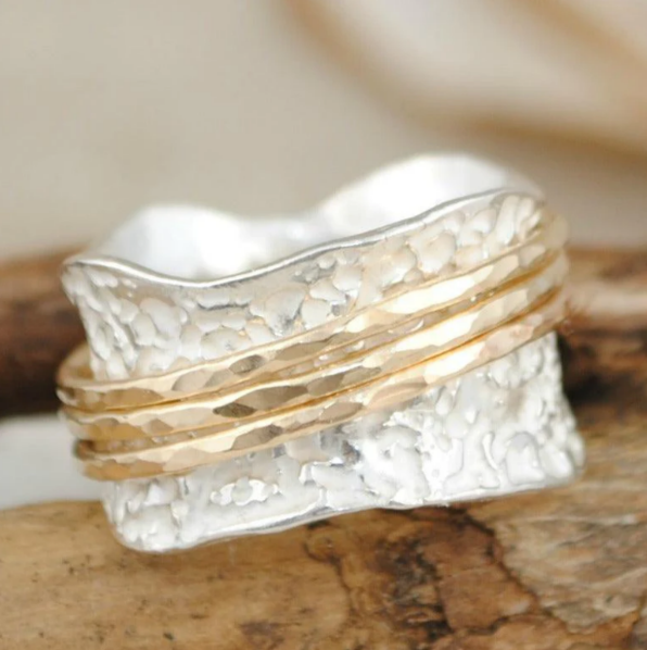 Anello intrecciato Duo dorato e argentato – Immagine 1
