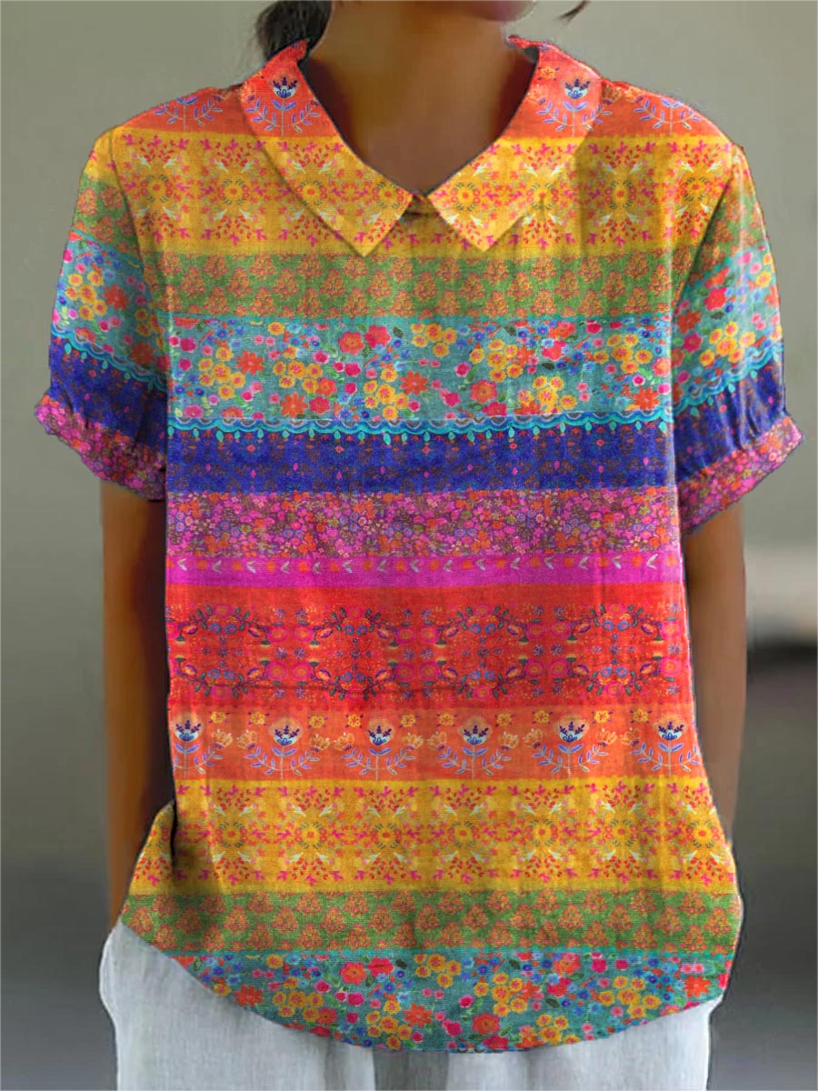 MAYA | CAMICIA A RIGHE FLOREALI