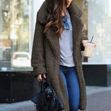 Cappotto teddy lungo da donna