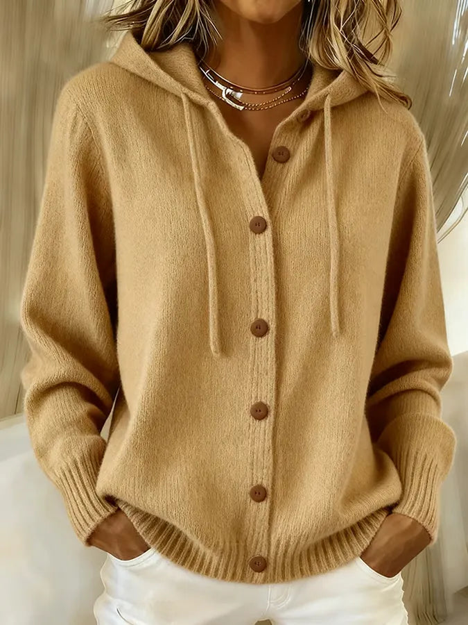 Begoña | Cardigan con cappuccio e bottoni
