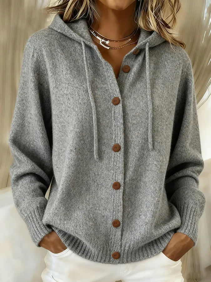 Begoña | Cardigan con cappuccio e bottoni
