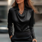 BLUSA IN RASO SETOSO CON SCOLLO DRAPPEGGIATO