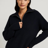 FFION | MAGLIONE CON COLLO A ZIP IN MAGLIA WAFFLE