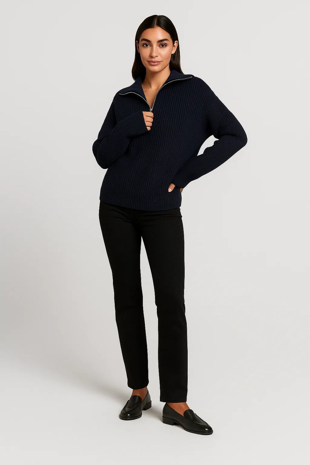 FFION | MAGLIONE CON COLLO A ZIP IN MAGLIA WAFFLE