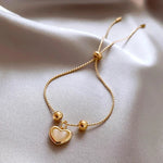 Bracciale a cuore con opale pesca placcato oro – Immagine 3