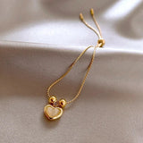 Bracciale a cuore con opale pesca placcato oro – Immagine 4