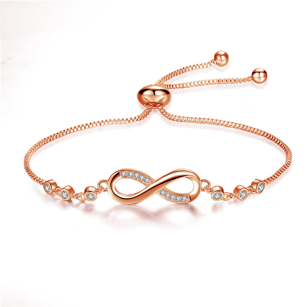 Bracciale chic regolabile in oro rosa con motivo infinito – Immagine 1