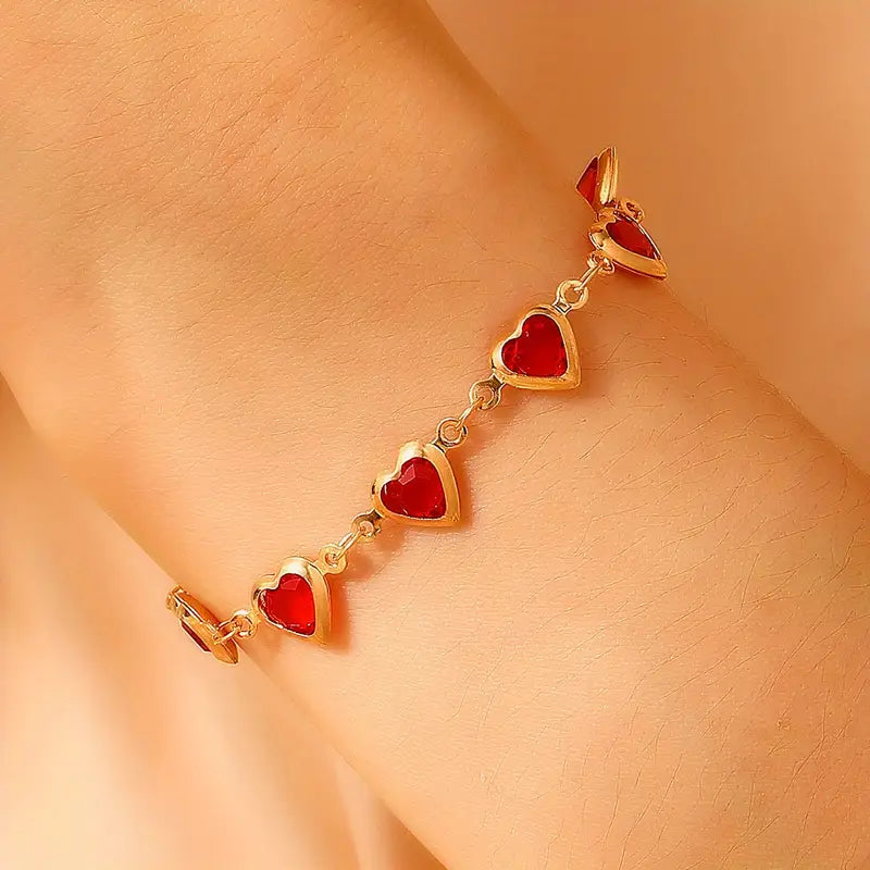 Bracciale dorato con cuore rubino – Immagine 2