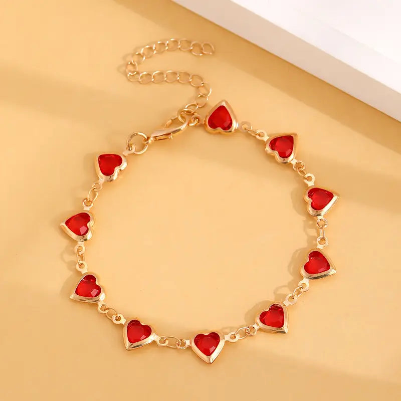 Bracciale dorato con cuore rubino – Immagine 3
