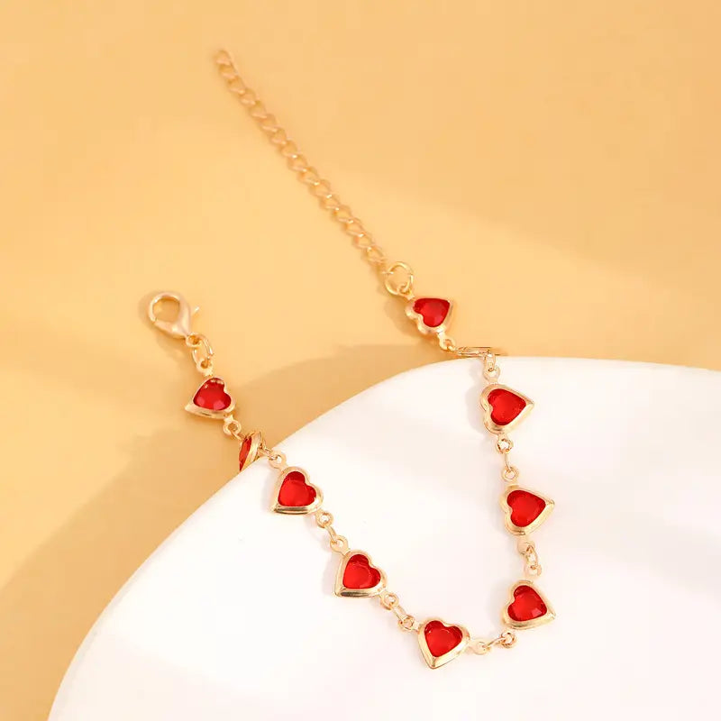Bracciale dorato con cuore rubino – Immagine 4