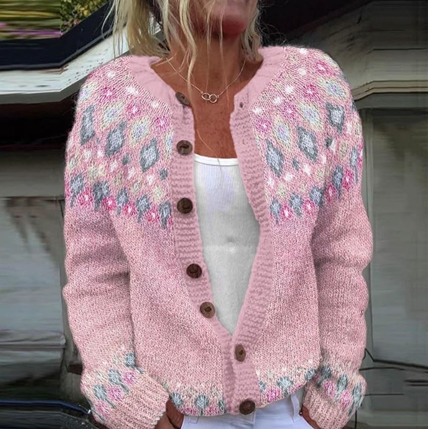 Milena™ | Cardigan Rosa dalla Linea Comoda