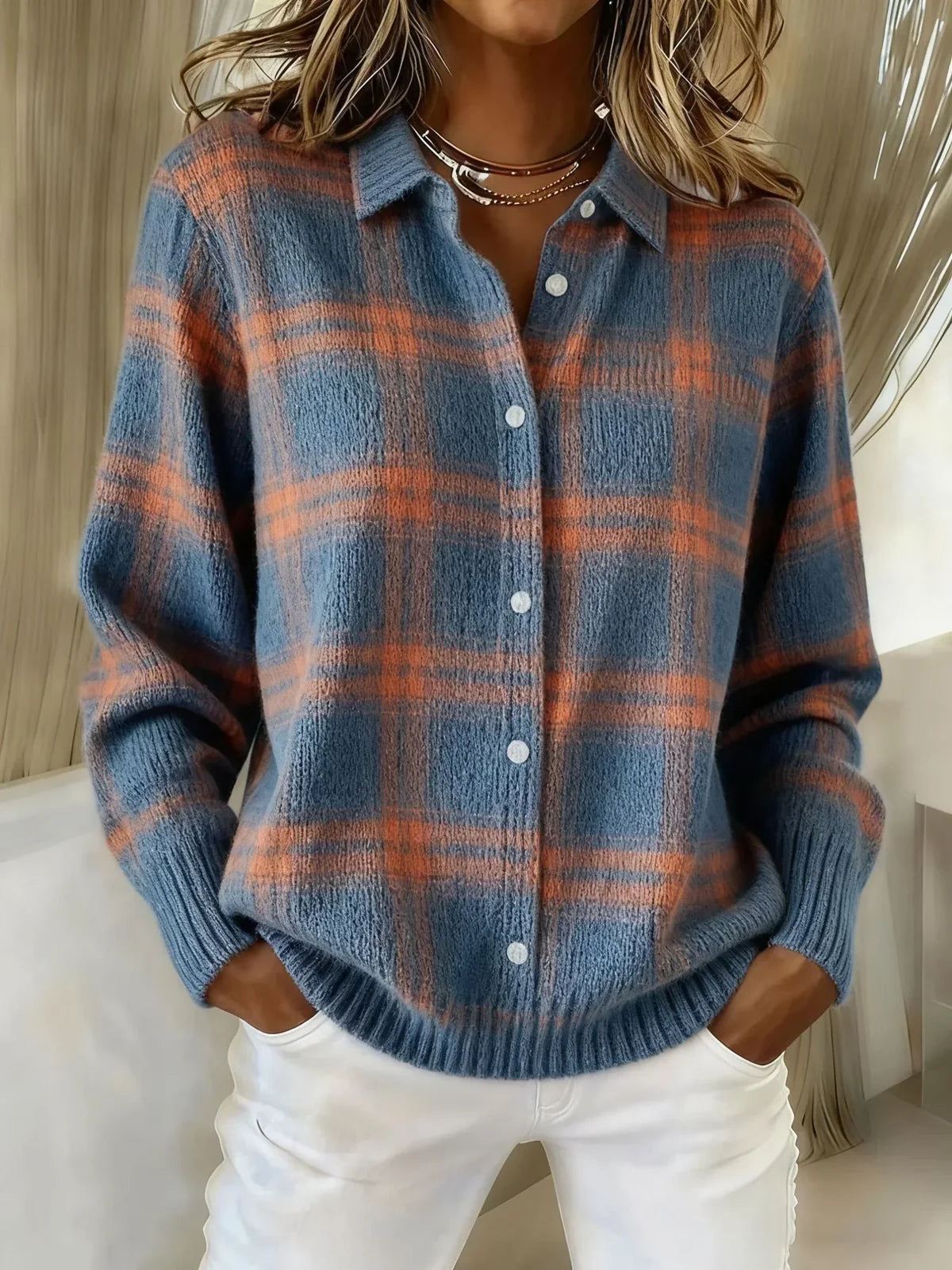 Candela | Cardigan a quadri con bottoni
