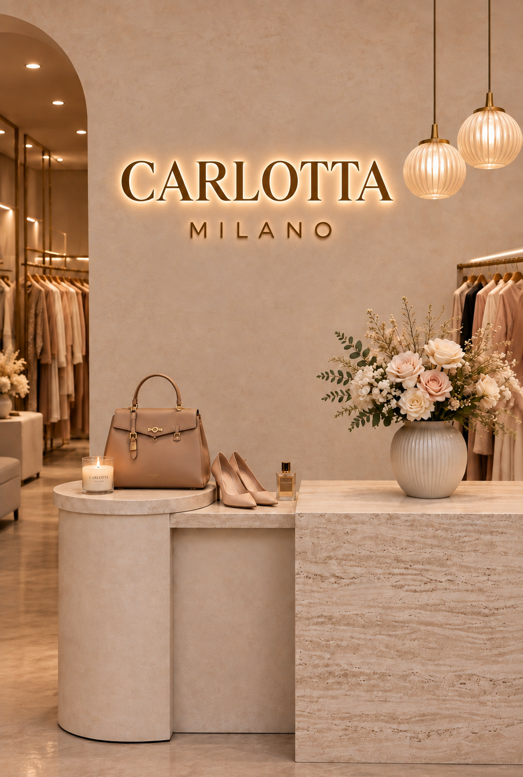 Scena illustrativa di una boutique Carlotta Milano