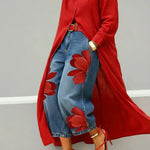 Esley | Camicia lunga e jeans con motivo floreale