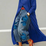 Esley | Camicia lunga e jeans con motivo floreale