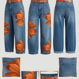 Esley | Camicia lunga e jeans con motivo floreale