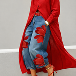 Esley | Camicia lunga e jeans con motivo floreale