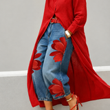 Esley | Camicia lunga e jeans con motivo floreale