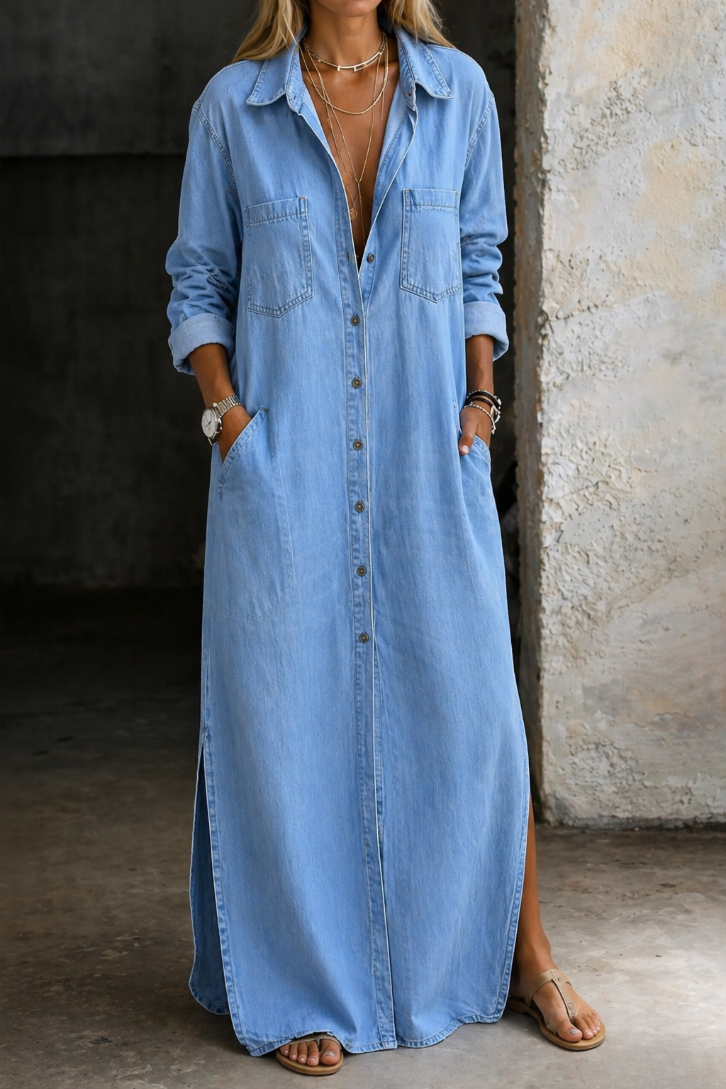 Delana | Abito in denim con bottoni