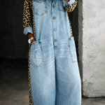 Amanda | Tuta in denim con motivo leopardato
